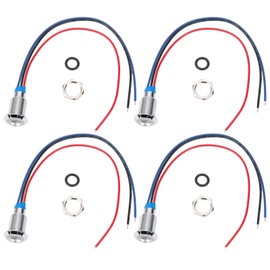 4 sets of common anode round LEDs, 10 mm pre-wired two-tone LED waterproof indicator light 12-24 V (red and blue), buttons and indicators