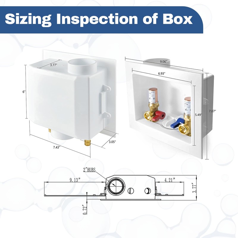 2-PACK GUOFIS Washing Machine Outlet Box with Copper Water Hammer