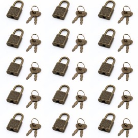 Litoexpe 10 Pieces Mini Diary Lock, Retro Bronze Metal Lock Padlock with Key for Jewelry Box, Backpack, Luggage (Square)