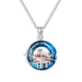 MONGAS Frog Mushroom Necklace Sterling Silver Frog Mushroom Pendant Necklace Mushroom Frog Jewelry for Women, No Gemstone