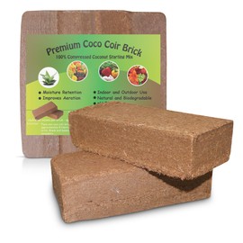 Premium Coco Coir Bricks, 4 Pcs, 100% Organic Compressed Coconut Coir Starting Mix with Low EC & pH Balance for Gardening, Potting Soil, Herbs, Flowers, and House Plants
