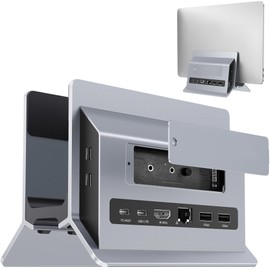 AboveTEK Vertical Laptop Docking Station, Gravity Auto Lock MacBook Stand, Aluminum Laptop Vertical Dock Stand, Silver