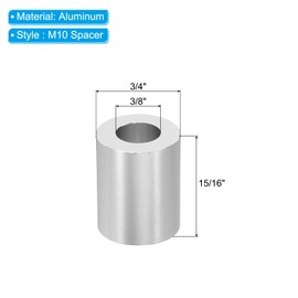 PATIKIL M10 Aluminum Spacers, 5 Pcs Metal Spacer Aluminum 3/8" ID x 3/4" OD x 15/16" L Aluminum Spacer Screw Standoff for 3/8" or M10 Screw Bolts, Silvery