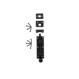 STALLION HARDWARE Heavy-Duty Iron Slide Bolt Latch - Black Powder Coat Finish, Rustic Windsor Design, Versatile for Doors & Cabinets, Pack of 2