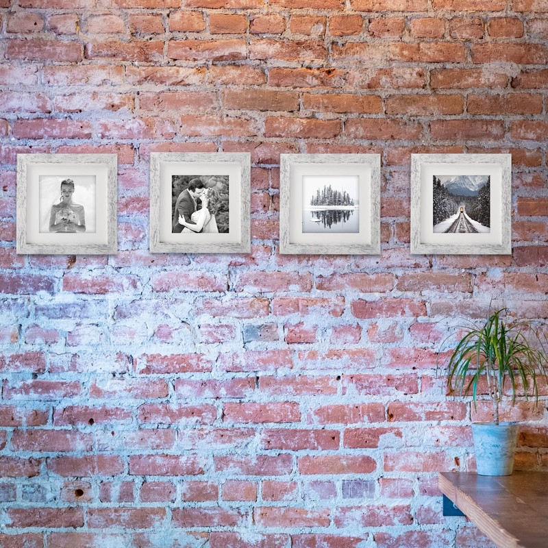 TOFOREVO 6x6 Picture Frames Set of 6 Distressed White Wood