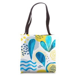 Abstract Hand Drawn Aesthetic Modern Blue and Yellow Art Tote Bag