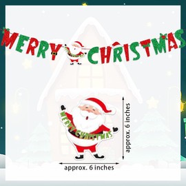 ALIBBON Merry Christmas Banner Glittery Red Green Banner Christmas Decorations for Fireplace Santa Banner Merry Christmas Sign for Mantel Wall Window Christmas Party Favor Supplies