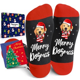 HAPPYPOP Christmas Gifts Stocking Socks For Men Women - Christmas Dog Lover Socks Doggie Socks In Black