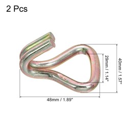 QUARKZMAN Ratchet Double J Hook Load 1763 lbs Zinc Color for 1.1" Lashing Straps Car Truck Trailer Pack of 2