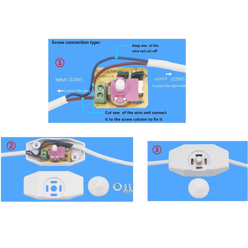 ZaishunNT Inline Dimmer Switch 220-240V Knob Dimmer Switch Lights Switch