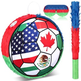 Marspark Soccer Piñata Set with Stick and Blindfold, 12.5"