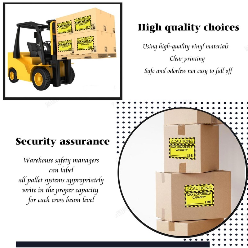 Pallet Rack Capacity Labels 3×4 Inch Caution MAX Load/Shelf LBS