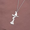 CENWA Stainless Steel Broom Charm Pendant Necklace Witch Broom Broomstick