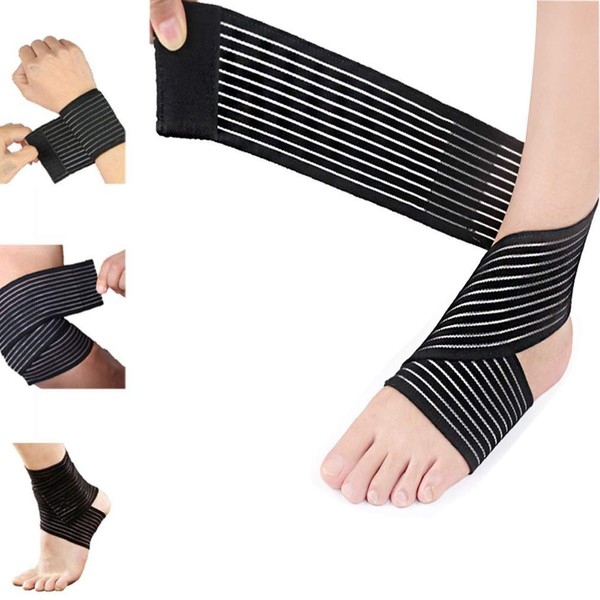 MauSong Elastic Knee Brace Compression Bandage Wrap Support for Legs, Black Plantar Fasciitis, Stabilising Ligaments, Joint Pain, Swelling Sprains, Squat, Basketball, Running, Tennis, Soccer, Football