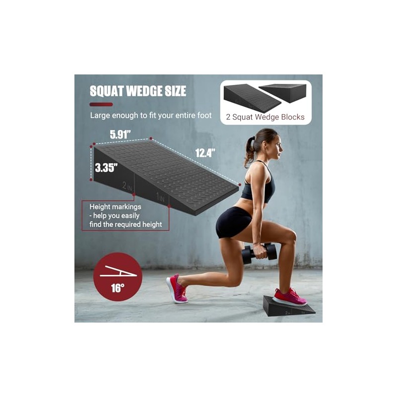 Squat Wedge Block, 2 Pcs Non-slip Heel Elevated Squat Wedge