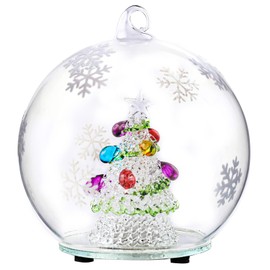 Christmas Tree Glass Snow Globe - Color Changing LED Ornament Decor Battery Operated Lighted for Christmas Tabletop Decorations Home Décor Kids' Gift(No Liquid No Music)