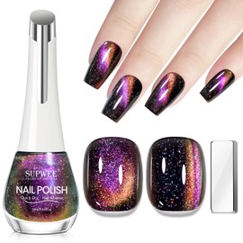 SUPWEE Magnetic Nail Polish Non Gel, Cat Eye Nail Polish Quick Dry Fingernail Lacquer DIY Manicure Gift For Women Girls 16ml with Magnet Stick