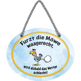 schilderkreis24 Tin Sign Funny Saying "Furzt die Möwe horizontal.." Decorative Gift Idea Man Woman 18 x 14 cm