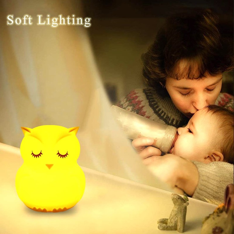 WHA&DARREN Large Owl Night Lights Kid Bedside Bedroom Light Nursery