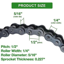 420 Drive Chain 102/120/132 Links Heavy Duty + 420 Chain Master Link (5PCS) (420 Chain 102 Link)
