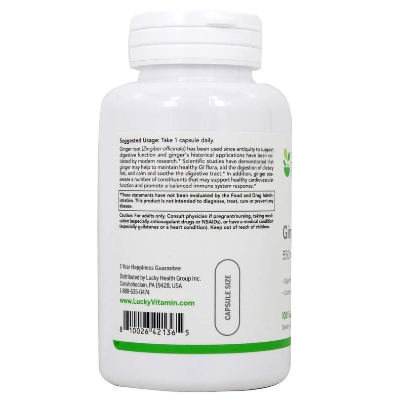 LuckyHerbs - Ginger Root Digestive Support 550 mg. - 100