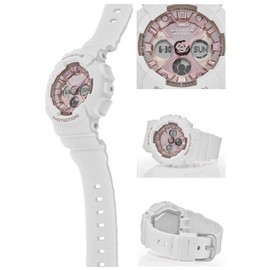Casio Baby-G BA-130 Series Watch, White × metallic pink, Shock Resistant Watch