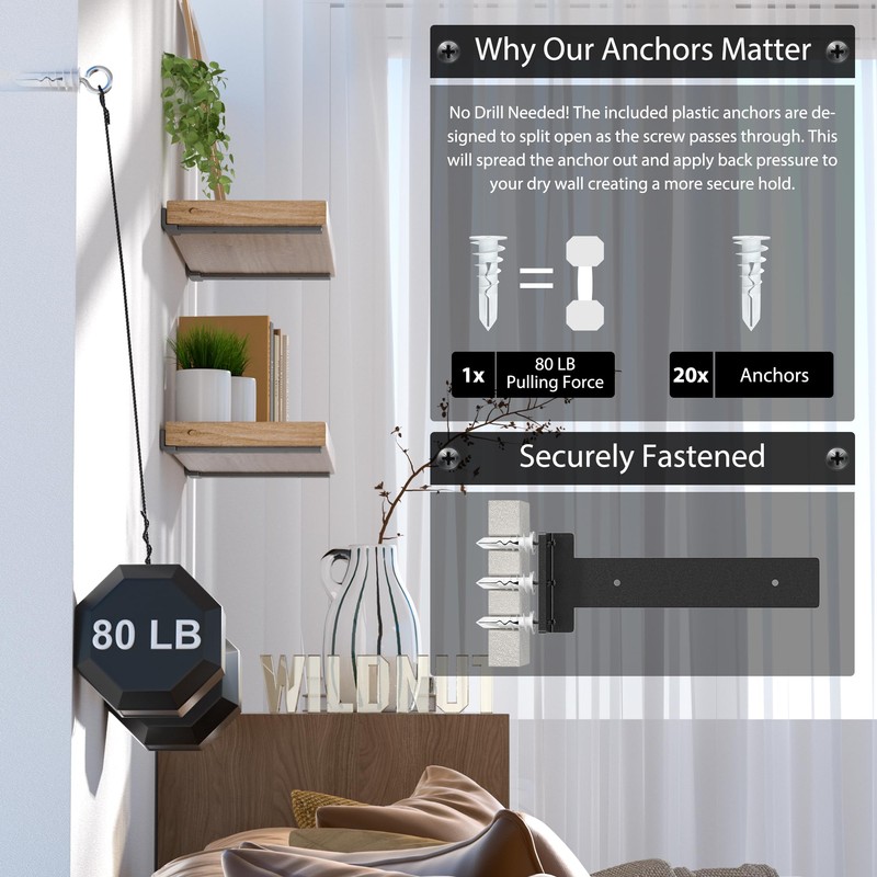 Hidden L Floating Shelf Brackets 10 Inch, 6 Pack Heavy