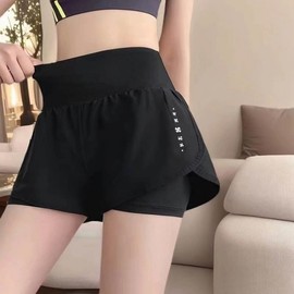 2025 Summer Thin Women's Soft Yoga Pants Faux Two-Piece Fitness Sports Anti-Exposure Shorts High M [Under 115 Geun]/Lm01 Yoga Pants [Black] 5ea