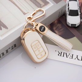 [Unhoke] N-BOX Custom JF5 JF6 Key Case Compatible with Honda New Step Wagon Key Cover NBOX JF5 JF6 Civic ZR-V Bezel Key Holder Both Sides Sliding Doors Made of TPU Good Touch Premium (Gold White)