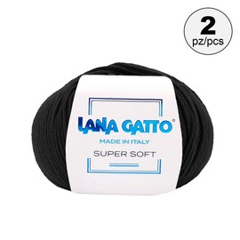 Super Soft Yarns for Crocheting and Knitting 100% Merino Wool Soft Yarn, Extrafine Wool Made in Italy by Lana Gatto Super Soft Line, 4 oz 274 yds, (2, Black - 10008)