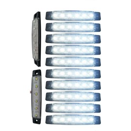 10 Pcs 12v 6 Led Front White Clear Side Marker Light Lamp For Truck Trailer Lorry 4x4