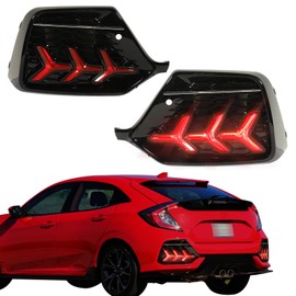 SDTSSYVE Led Fog Lights Lamp Fit for 2017-2021 Honda Civic Sport Hatchback Rear Reflector Brake Tail Light (Hatchback Brake Led 17-21)