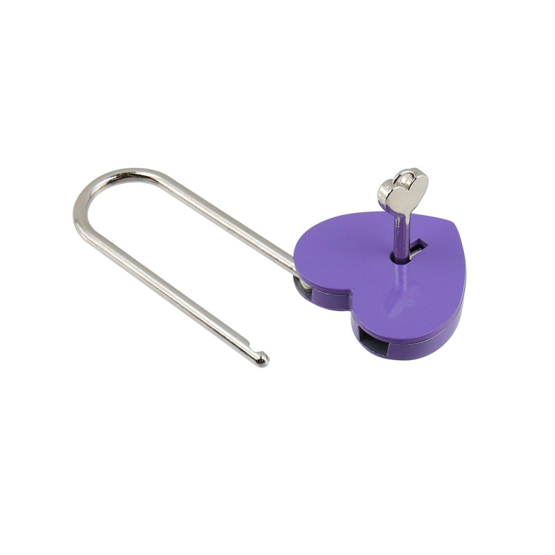 3PCS Heart Shaped Padlocks, Purple, 3.86"×1.73"