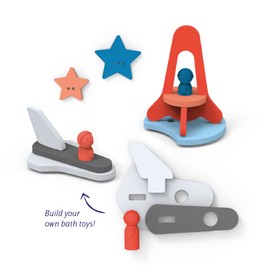 QUUT Puzzle Friends Space Adventure - Innovative Bath Toy & Baby Toy from 10 Months - Promotes Motor Skills, Creativity & Imagination - Includes Finger Puppets & Storage
