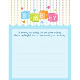 Candles and Favors Baby Blocks - Baby Shower Notes of Advice for Mom - Set of 12