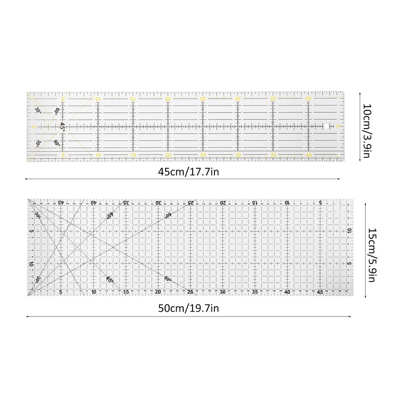 2Pcs Quilting Ruler MultiFunction Sewing Drawing Drafting Crafts Scale Measuring