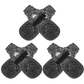 EXPAWLORER Improved Dog Socks Non-Slip - Paw Protection for Dogs with Adjustable Straps, Good Traction Control for Indoor Areas on Wooden Floors, Soft and Elastic Fabric in Black, S