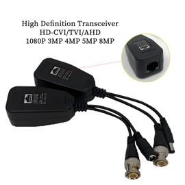 NVRTTRR HD-CVI/TVI/AHD Video Balun with Power Connector, RJ45 CAT5 Data Transmitter, BNC Twisted (2 Pair)