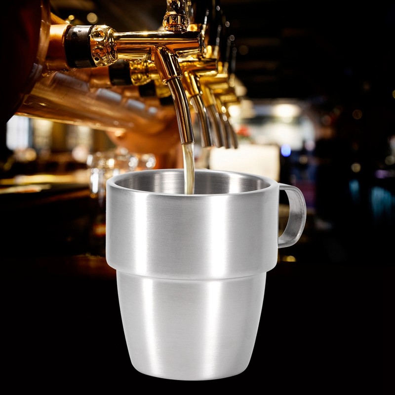 280ml Durable Stainless Steel Double Layer Bar Beer Handle Cup