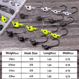 Alwonder 16-Pack Tungsten Swimbait Jig Heads Kit 1/4oz, Fishing Swim Bait Jigs Heads Hooks Saltwater Freshwater Fishing Lures for Bass Flounder Pompano Striper Halibut