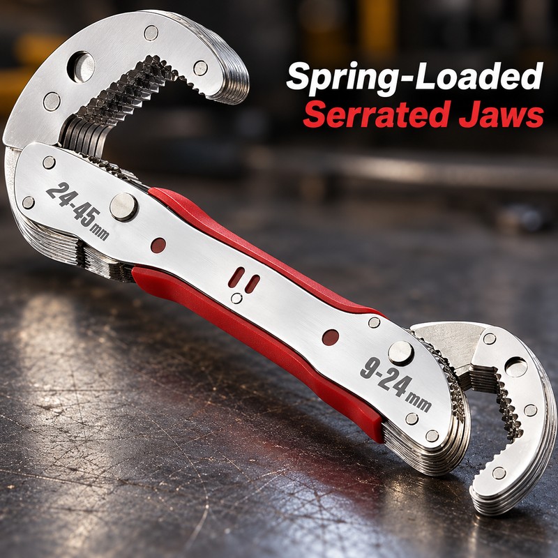 9-45mm Double-Ended Self-Adjusting Universal Wrench, High Carbon Steel Multi-Purpose Spanner