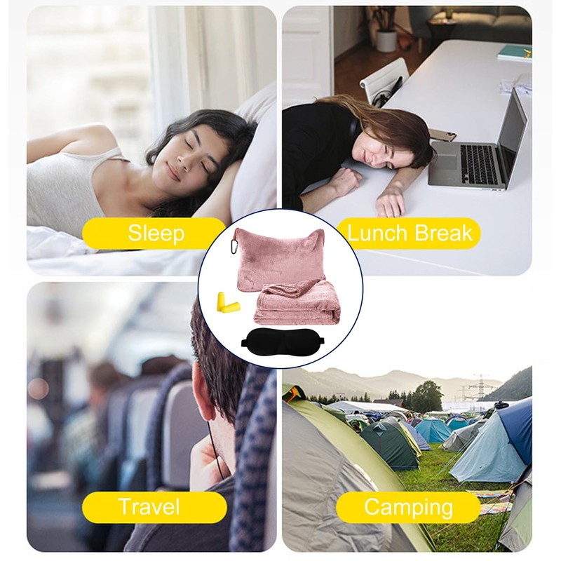 Bocguy Travel Blanket, Ultralight, 2-in-1 Transformation Pillow, Travel Blanket, Travel