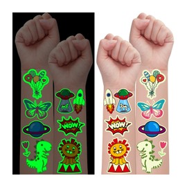 Leesgel Luminous Tattoos for Kids Party Bag Fillers, 120 Styles Temporary Tattoos for Glow Birthday Party Decorations, Lucky Dip Prizes for Kids Party Games Toys Favours Supplies