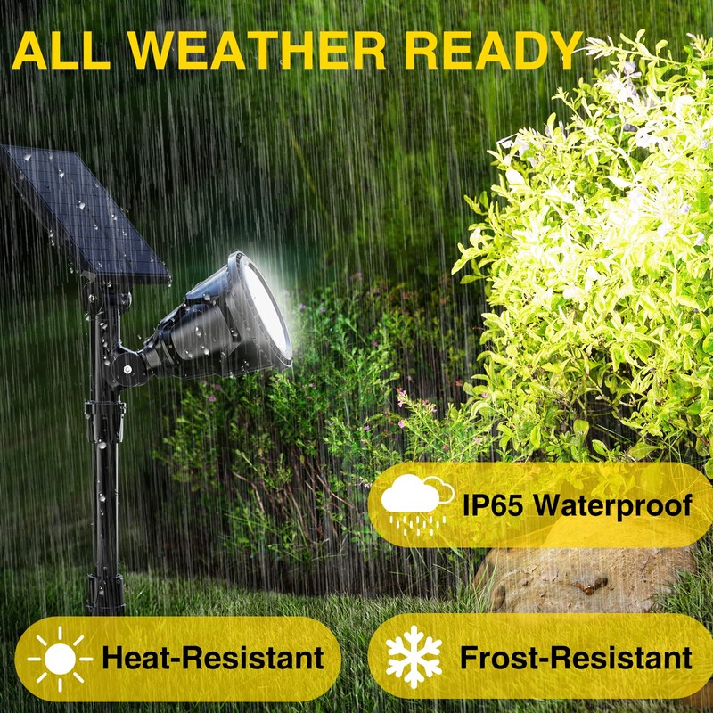 ROSHWEY Solar Spot Lights Outdoor - 600LM Spotlights Waterproof Outside
