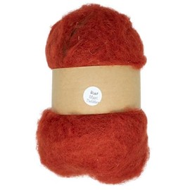 The Felt Box Carded Needle Felting Wool Maori DHG Natural Carded Batt with Coarse Short Fibres 100g - Rust