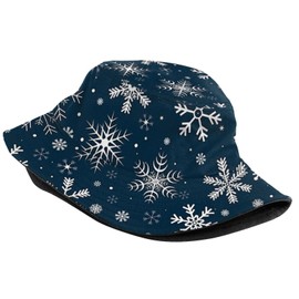 Snowflake Bucket Hat Funny Fisherman Hat Print Beach Hat Packable Outdoor Travel Hat