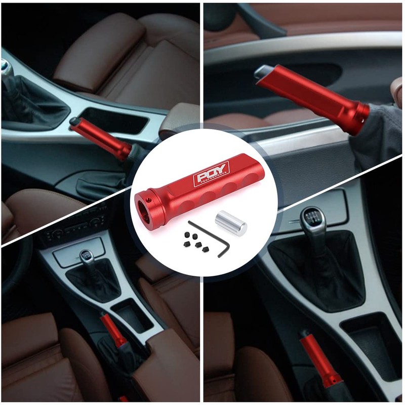 PQY Aluminum Handbrake Cover Hand Brake Sleeve Handle Protector Universal