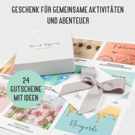 Box of Happiness – Voucher Box 24 Vouchers for Special Experiences Romantic Gift for Him and Her Gift Idea for Girlfriend, Wife, Husband for Birthday, Anniversary, Wedding, Easter