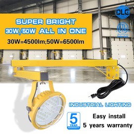 LED Loading Dock Light 30/50W with 43" Folding Arm, 3000K 4000K 5000K Adjustable 6,500 Lumens, 360° Rotatable Lamp Head, IP65 Rated CTL ETL Listed for Trailers, Docks, Warehouses, Container