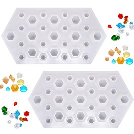 DD-life 2PCS 3D Diamond Gem Silicone Mold, Clear Silicone Mold for Making Clay Resin Epoxy Crafting Projects